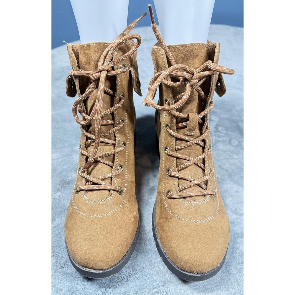St John's Bay Yosemite Boots Womens Size 8 Brown Lace Up Ankle Hiking Combat - Picture 2 of 10
